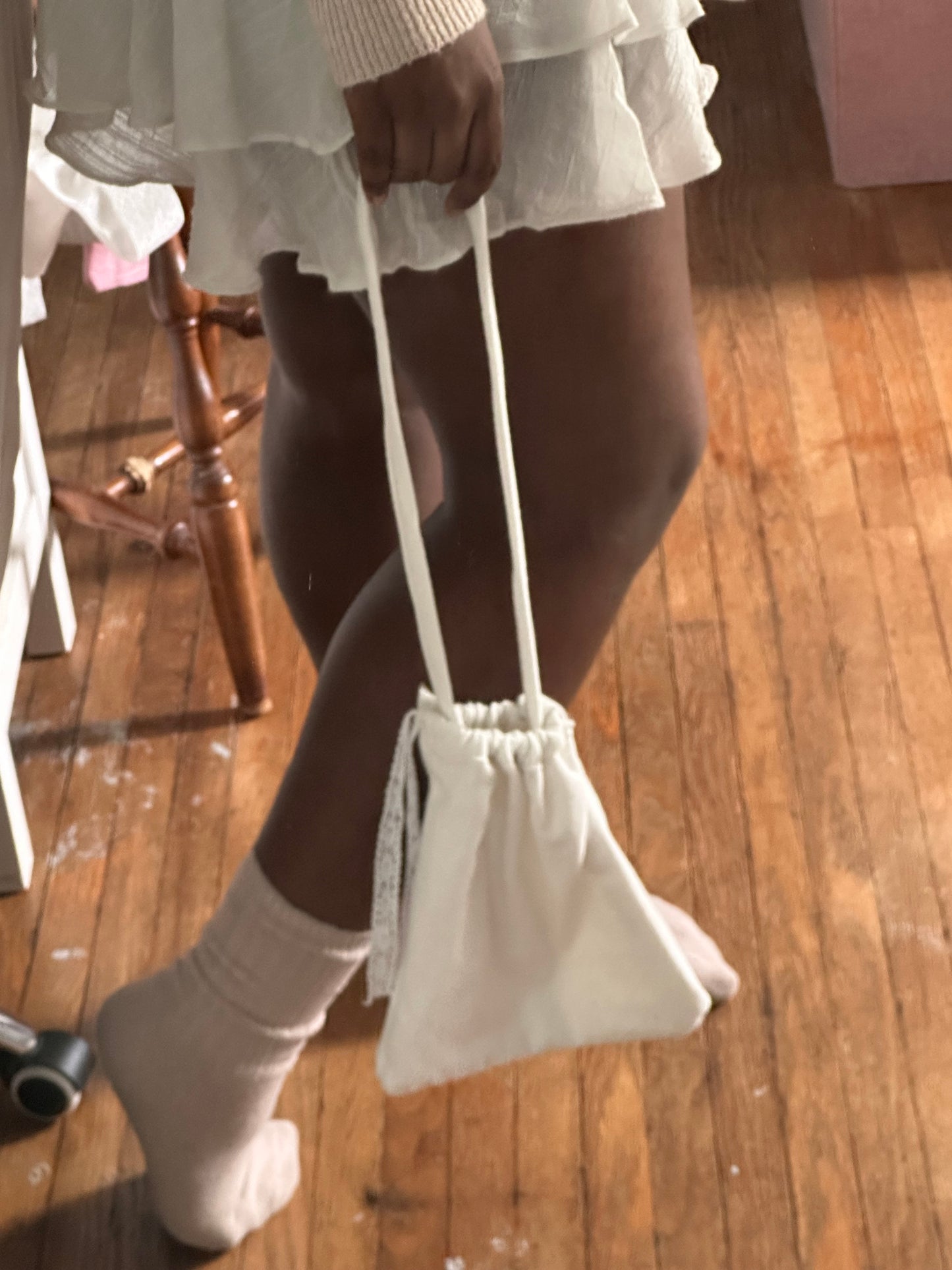 white handmade shoulder bag